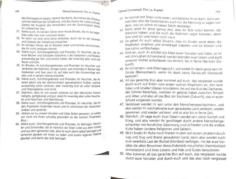Ficheiro:Talmud Jmmanuel - Das 24. Kapitel, Seiten 188 und 189 durch Der Beobachter Edelweiss gescannt.jpg